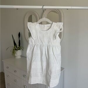 Seraphine White Pleated Sundress with Flutter Cap Sleeves